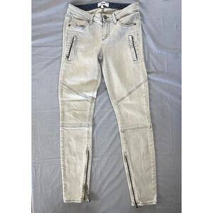 Paige 'Marley' Lightweight Stretch Moto Jeans in Montauk Gray. Women's 26, GUC!!